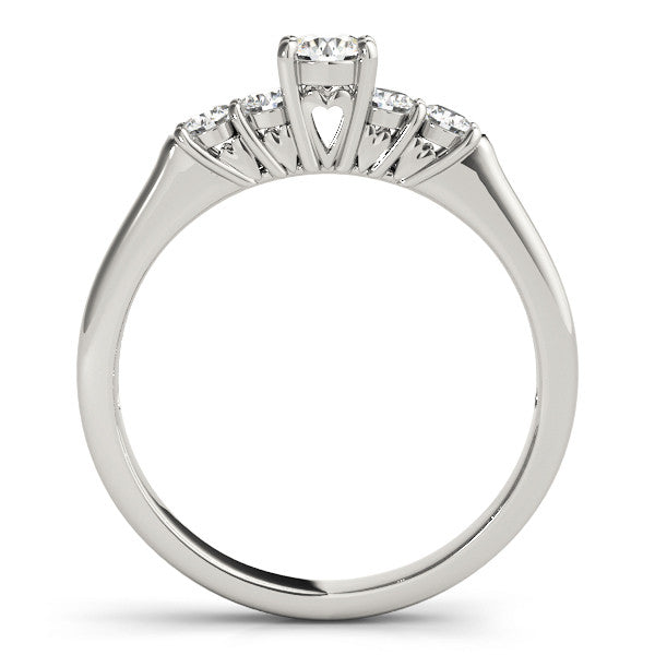 Silver Round Cut Diamond Five-Stone Prong Set Silver Ring 1