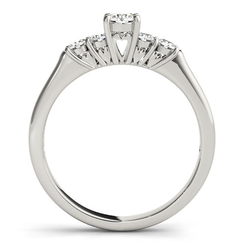 Silver Round Cut Diamond Five-Stone Prong Set Silver Ring 1