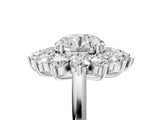 Silver Round Cut Diamond Floral Double Halo Engagement Ring with Prong Setting_22