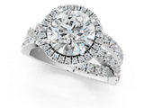Silver Round Cut Diamond Halo Ring with Round Split Shank and Prong Setting_13