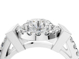 Silver Round Cut Diamond Halo Split Shank Prong Set Ring_35