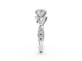 Silver Round Cut Diamond  Halo Twist Band Solitaire Prong Setting Ring_14
