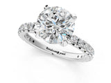 Silver Round Cut Diamond Pavé Solitaire Ring with Round Band and Prong Setting_17