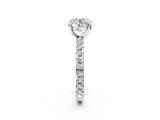 Silver Round Cut Diamond Pavé Solitaire Ring with Round Band and Prong Setting_18