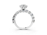 Silver Round Cut Diamond Side Stone Engagement Ring with Four-Prong Setting_11