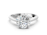 Silver Round Cut Diamond Solitaire Engagement Ring with Cathedral Setting and Four-Prong Mount_15