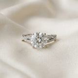Silver Round Cut Diamond Solitaire Engagement Ring with Twisted Pavé Band and Four-Prong Setting_84