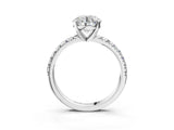 Silver Round Cut Diamond Solitaire Pavé Engagement Ring with Round Band and Prong Setting_5