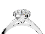 Silver Round Cut Diamond Solitaire Ring with Pavé Band and Prong Setting_46
