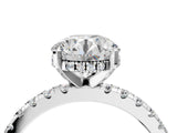Silver Round Cut Diamond Solitaire Ring with Round  Pavé Band and Four-Prong Setting_63