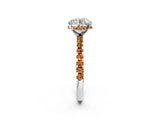Silver Round Cut Diamond Solitaire Ring with Round with Citrine side stone Pavé Band and Four-Prong Setting_14