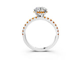 Silver Round Cut Diamond Solitaire Ring with Round with Citrine side stone Pavé Band and Four-Prong Setting_15