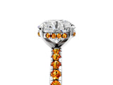 Silver Round Cut Diamond Solitaire Ring with Round with Citrine side stone Pavé Band and Four-Prong Setting_17