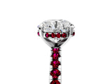 Silver Round Cut Diamond Solitaire Ring with Round with Garnet side stone Pavé Band and Four-Prong Setting_17