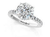 Silver Round Cut Diamond Solitaire Ring with Round with Moissanite side stone Pavé Band and Four-Prong Setting_13