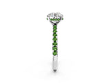 Silver Round Cut Diamond Solitaire Ring with Round with Peridot side stone Pavé Band and Four-Prong Setting_14
