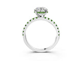 Silver Round Cut Diamond Solitaire Ring with Round with Peridot side stone Pavé Band and Four-Prong Setting_15