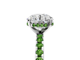 Silver Round Cut Diamond Solitaire Ring with Round with Peridot side stone Pavé Band and Four-Prong Setting_17