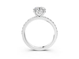 Silver Round Cut Diamond Solitaire with Pave Band and Four-Prong Setting 3