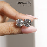 Silver Round Cut Diamond Stud Earrings_542