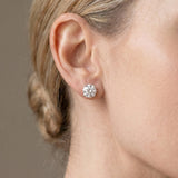 Silver 2.07 Carat E VS1 Round Diamond Stud Earrings
