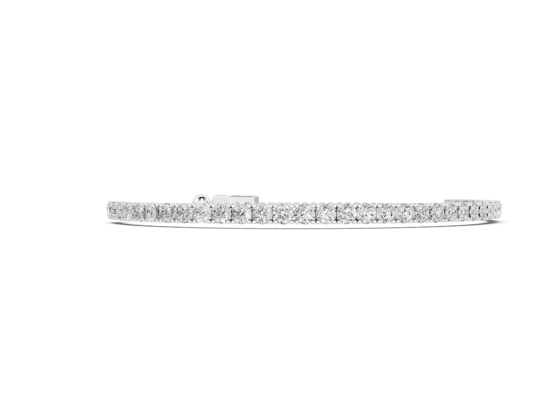 Silver Round Cut Diamond Tennis Bracelet with Box Chain and Four-Prong Setting