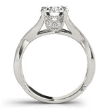 Silver Round Cut Diamond Twisted Band with Milgrain Pave Setting and Four-Prong Setting 1