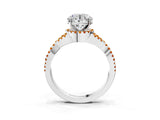 Silver Round Cut Diamond with Citrine side stone Halo Twist Band Solitaire Prong Setting Ring_3