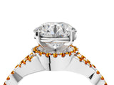 Silver Round Cut Diamond with Citrine side stone Halo Twist Band Solitaire Prong Setting Ring_4