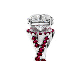 Silver Round Cut Diamond with Garnet side stone Halo Twist Band Solitaire Prong Setting Ring_5