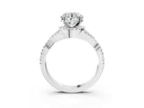 Silver Round Cut Diamond with Moissanite side stone Halo Twist Band Solitaire Prong Setting Ring_3