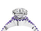 Silver Round Cut Diamond with Tanzanite side stone Halo Twist Band Solitaire Prong Setting Ring_4