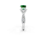 Silver Round Cut Emerald  Halo Twist Band Solitaire Prong Setting Ring_14