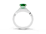 Silver Round Cut Emerald  Halo Twist Band Solitaire Prong Setting Ring_15
