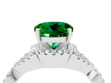 Silver Round Cut Emerald  Halo Twist Band Solitaire Prong Setting Ring_16