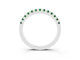 Silver Round Cut Emerald Pavé Set Thin Band_15
