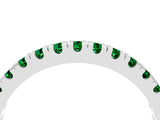 Silver Round Cut Emerald Pavé Set Thin Band_16