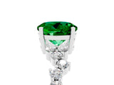 Silver Round Cut Emerald Scattered Round Accent Ring with Prong Setting_36