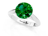 Silver Round Cut Emerald Solitaire Engagement Ring with Cathedral Setting and Four-Prong Mount_13