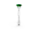 Silver Round Cut Emerald Solitaire Engagement Ring with Cathedral Setting and Four-Prong Mount_14
