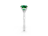 Silver Round Cut Emerald Solitaire Engagement Ring with Classic Band and Four-Prong Setting_26