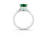 Silver Round Cut Emerald Solitaire Engagement Ring with Classic Band and Four-Prong Setting_27