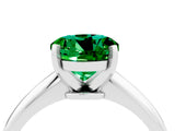 Silver Round Cut Emerald Solitaire Engagement Ring with Classic Band and Four-Prong Setting_28