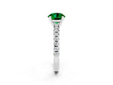 Silver Round Cut Emerald Solitaire Pavé Engagement Ring with Round Band and Prong Setting_92