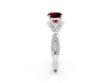 Silver Round Cut Garnet  Halo Twist Band Solitaire Prong Setting Ring_14