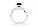 Silver Round Cut Garnet  Halo Twist Band Solitaire Prong Setting Ring_15