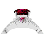 Silver Round Cut Garnet  Halo Twist Band Solitaire Prong Setting Ring_16
