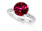 Silver Round Cut Garnet Pavé Solitaire Ring with Round Band and Prong Setting_43