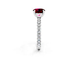 Silver Round Cut Garnet Pavé Solitaire Ring with Round Band and Prong Setting_44