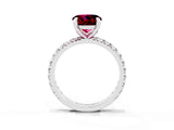 Silver Round Cut Garnet Pavé Solitaire Ring with Round Band and Prong Setting_45